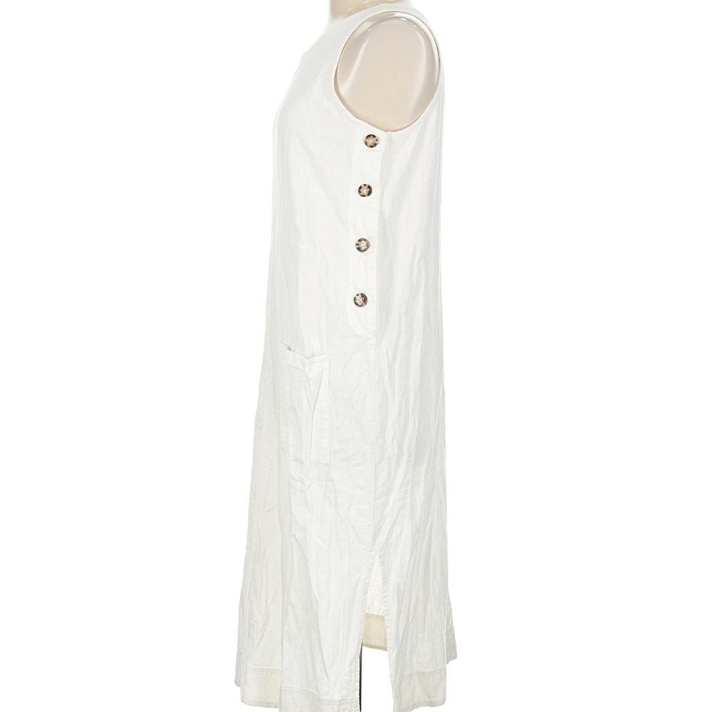 Peck & Peck White Sleeveless Midi Dress with Button Accents - Picture 4 of 9